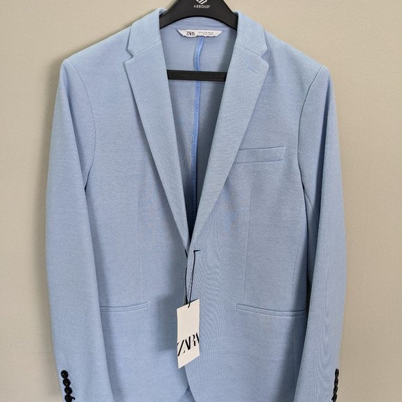 Zara Mens Blazer Baby Blue NEW - Picture 1 of 5